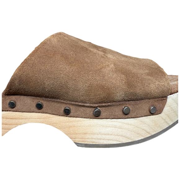 DOLCE VITA Dorando Women's 7.5 Clog Cognac Open Toe Platform Gold Studs - Picture 12 of 13